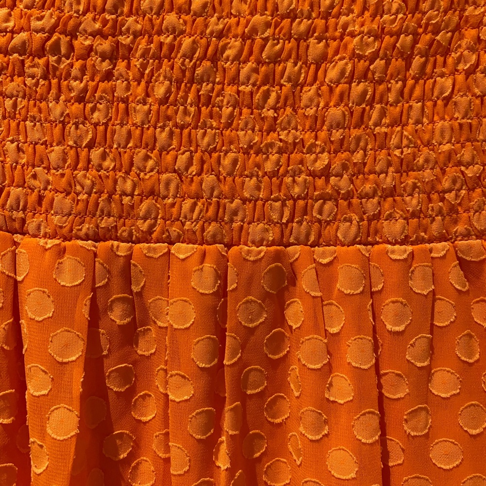 ASOS Curve 🍊 Smocked Dot Orange Maxi Dress - Picture 5 of 6